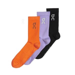 Calcetines On Cloud Logo 3-Pack Mujer Orange / Purple / Black | CR_ON8644