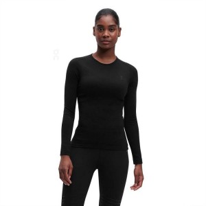 Camiseta On Cloud Merino Long-T Mujer Black | CR_ON8986