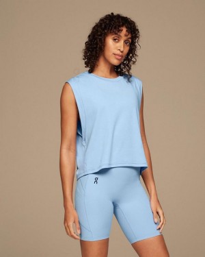Camiseta sin Manga On Cloud Focus Crop Mujer Blue | CR_ON8183