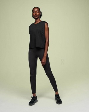 Camiseta sin Manga On Cloud Focus Crop Mujer Black | CR_ON8787