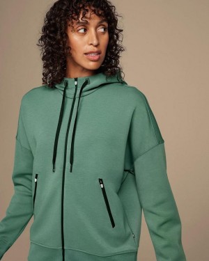Sudadera con Capucha On Cloud Zipped Mujer Green | CR_ON8137