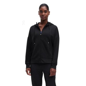Sudadera con Capucha On Cloud Zipped Mujer Black | CR_ON8962